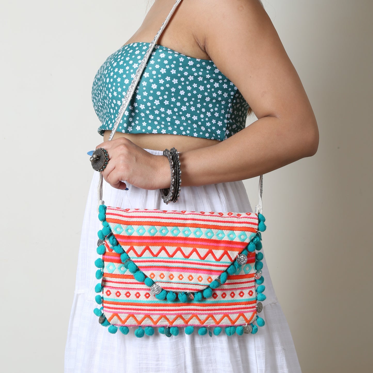 Naarangi - Multicolor Cotton Sling Bag for Women