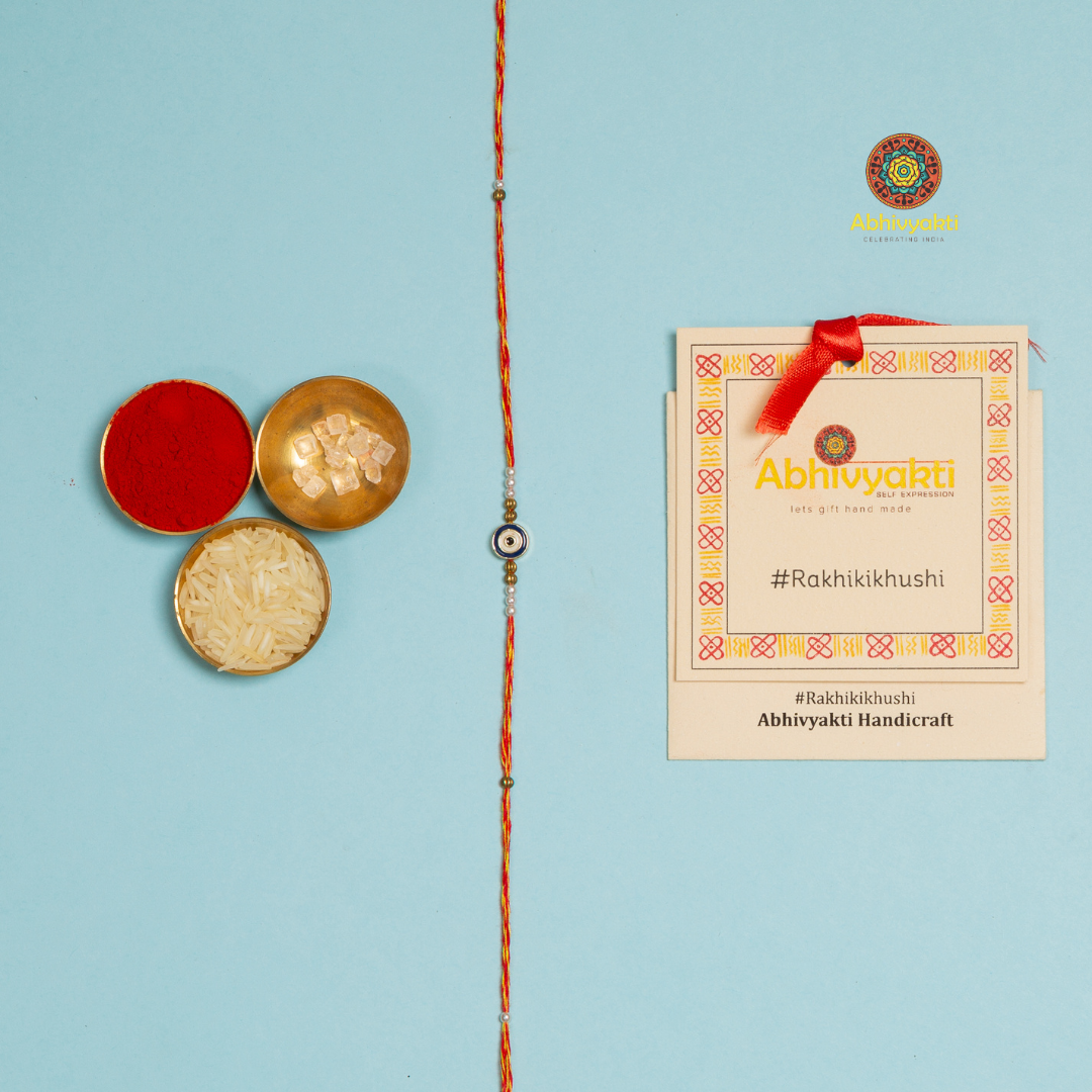 Evil Eye Stone Rakhi - Long Thread -Send to USA ( Free shipping )