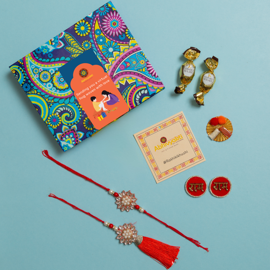Sparkly Red Kundan Rakhi Lumba (INDIA) FREE SHIPPING