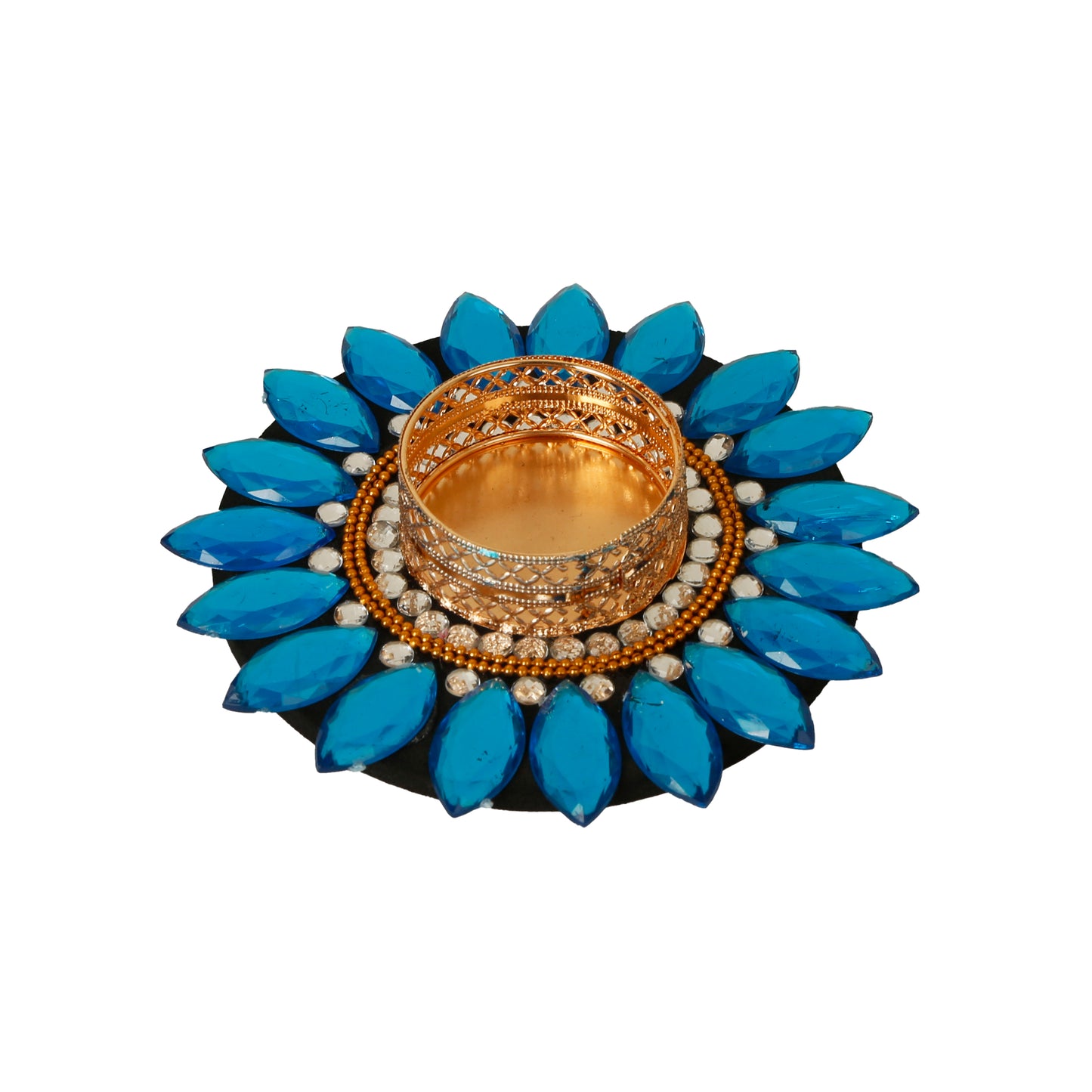 A collection of colorful floating tealight diyas, intricately designed with floral patterns and bright hues. The diyas are crafted from traditional Indian materials, adding a festive and cultural touch to any setting. Perfect for illuminating water bowls or enhancing Diwali decor with a soft, warm glow