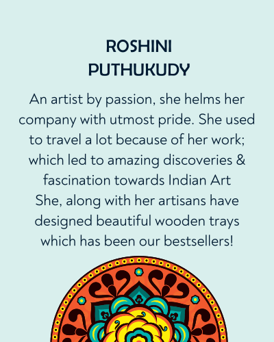 This beautiful Adjustable Necklace with Wooden Pendant is hand painted and an exquisite Indian Jewellery inspired by Kerala Mural Art designed on crafted wood. It is surely an elegant wear for any occasion. A perfect head turner and a conversation starter..