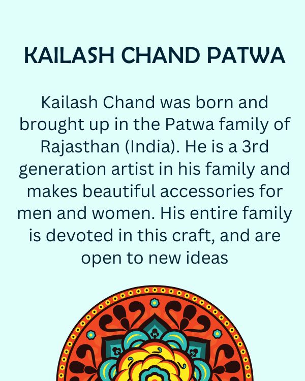 Experience the beauty of traditional craftsmanship with our Handmade Patwa Art Thread and Beadwork Anklet.
The skilled artisans of the Patwa tribal community in Rajasthan meticulously craft each piece.