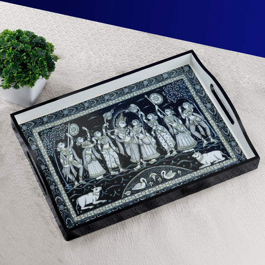 Krishna Leela B&W Serving tray (big size)