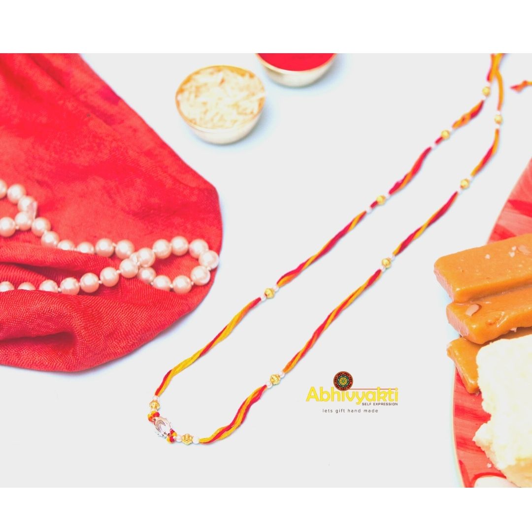 Regal Single Stone Rakhi With Long Thread -Send to USA( Free shipping )