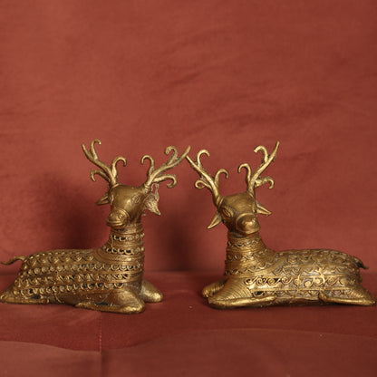 Dhokra Decor - Sitting Deer Pair (FREE SHIPPING)