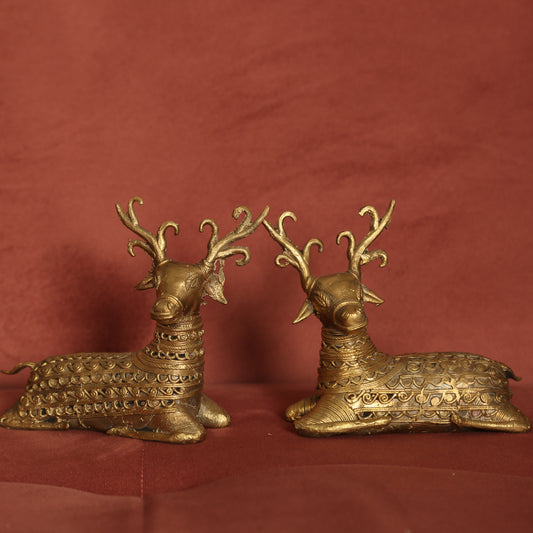 Dhokra Decor - Sitting Deer Pair (FREE SHIPPING)