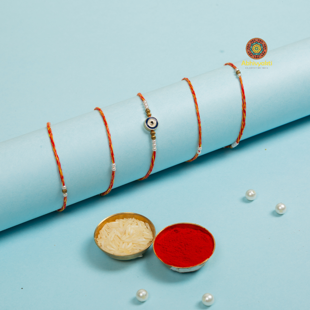 Evil Eye Stone Rakhi - Long Thread -Send to USA ( Free shipping )