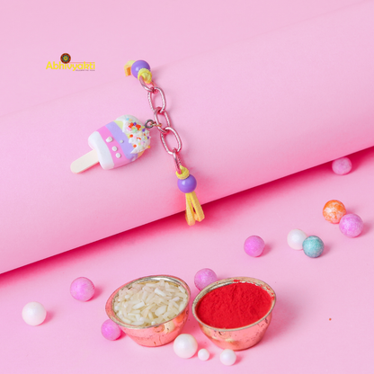 Colorful ice cream popsicle bracelet, perfect rakhi for kids with roli chawal