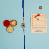 Kundan Royal Blue Rakhi -Send to USA