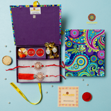 Stone Rakhi Lumba with roli chawal tikka saun and hamper box