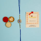 Kundan Royal Blue Rakhi -Send to USA