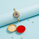 Kundan Royal Blue Rakhi -Send to USA