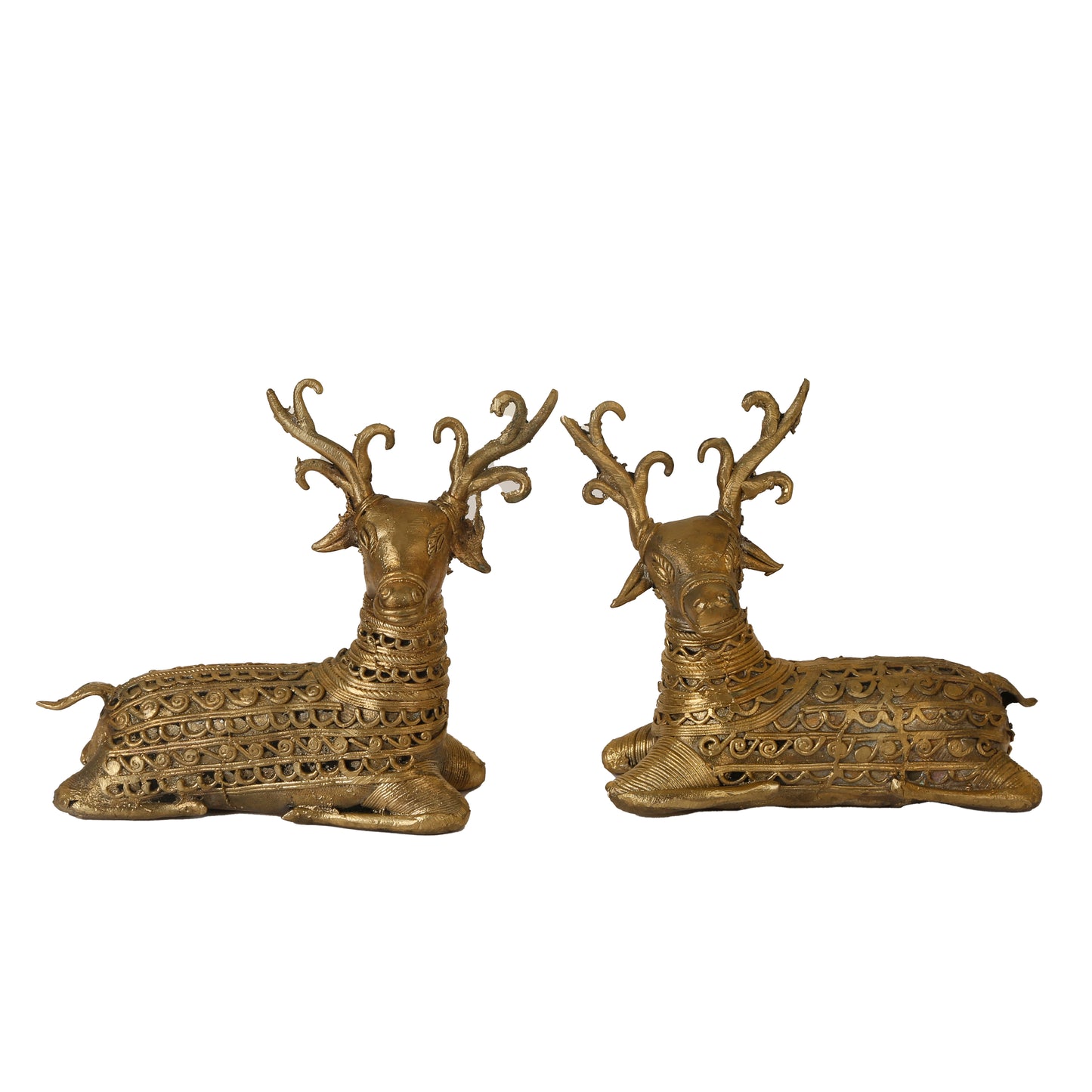 Dhokra Decor - Sitting Deer Pair (FREE SHIPPING)