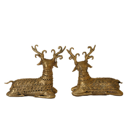 Dhokra Decor - Sitting Deer Pair (FREE SHIPPING)