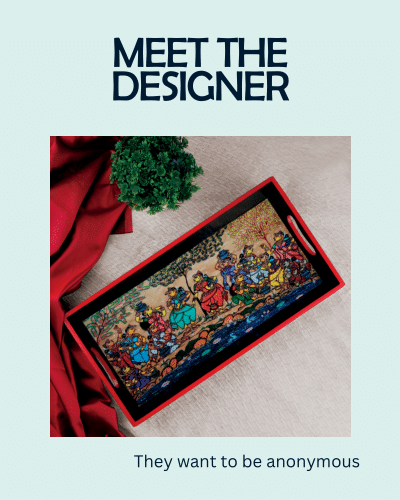 This beautiful necklace is hand painted and an exquisite Indian Jewellery inspired by Kerala Mural Art designed on crafted wood. It is surely an elegant wear for any occasion. A perfect head turner and a conversation starter..