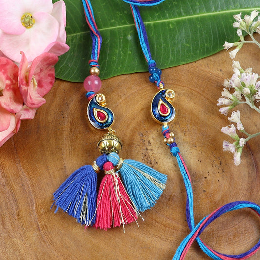 Multicolor Mini Paisley Rakhi Lumba Set
