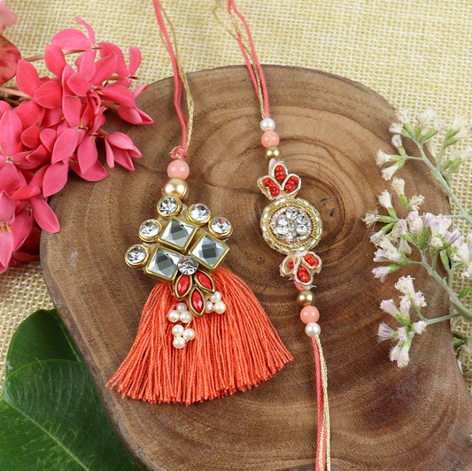 Traditional Kundan Rakhi-Lumba Set