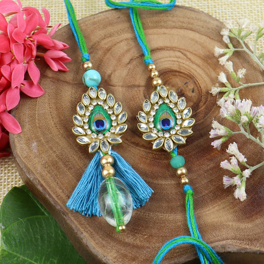 Royal Peacock Rakhi-Lumba Set