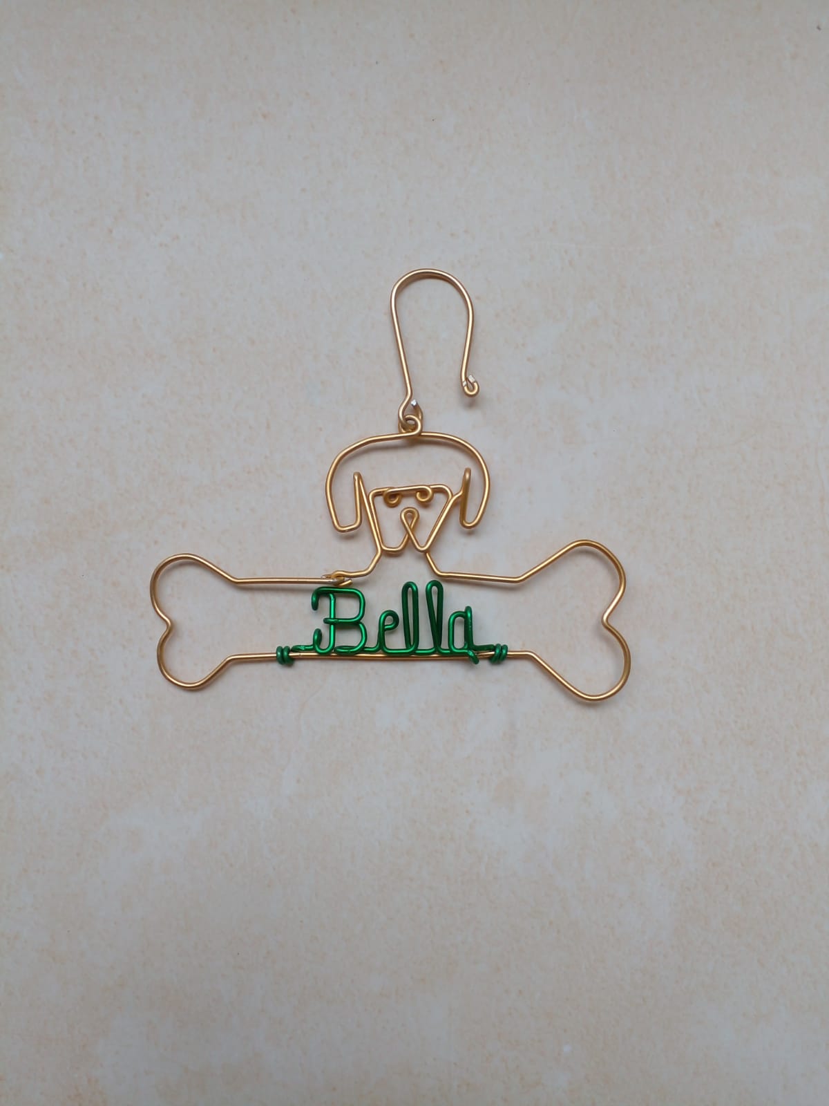 wire, bone with name, dog face, hanging, ornament, Christmas, pet, gifting, holiday, Christmas decor