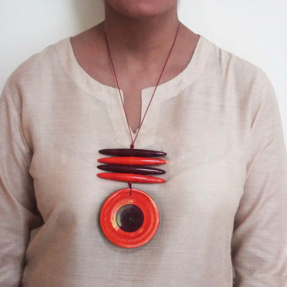 Beautifully Hand crafted seasons gift from the land of Channapatna. These Boho Wooden Adjustable Necklaces are going to be a great festive fashion concept for you !

They are made of sustainable wood with lacquered finish has a distinctive, nostalgic style. Each and every color is completely safe and are made from non-toxic vegetable colors.