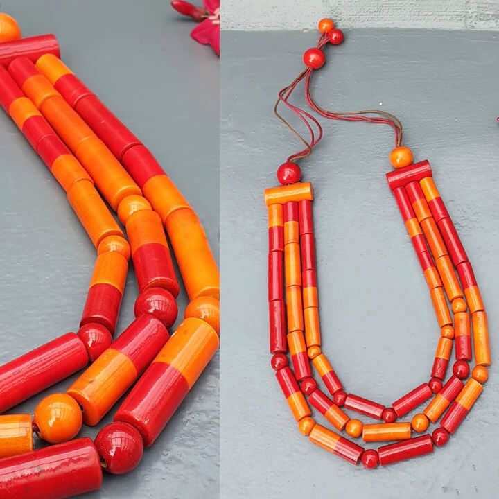 Beautifully Hand crafted seasons gift from the land of Channapatna. These Boho Wooden Adjustable Necklaces are going to be a great festive fashion concept for you !

They are made of sustainable wood with lacquered finish has a distinctive, nostalgic style. Each and every color is completely safe and are made from non-toxic vegetable colors.