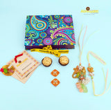 Stone And beads Rakhi lumba india with saun and hamper box