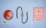 Bottle Green Fancy Kundan Rakhi - Send to USA