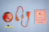 Stone Rakhi India With Long Thread And Roli Chawal Tikka