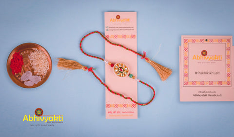 Marwari Semi-Precious Stone Premium Rakhi - Send to USA