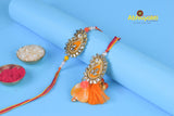 Festive Orange Paisley Rakhi Lumba - Send to USA