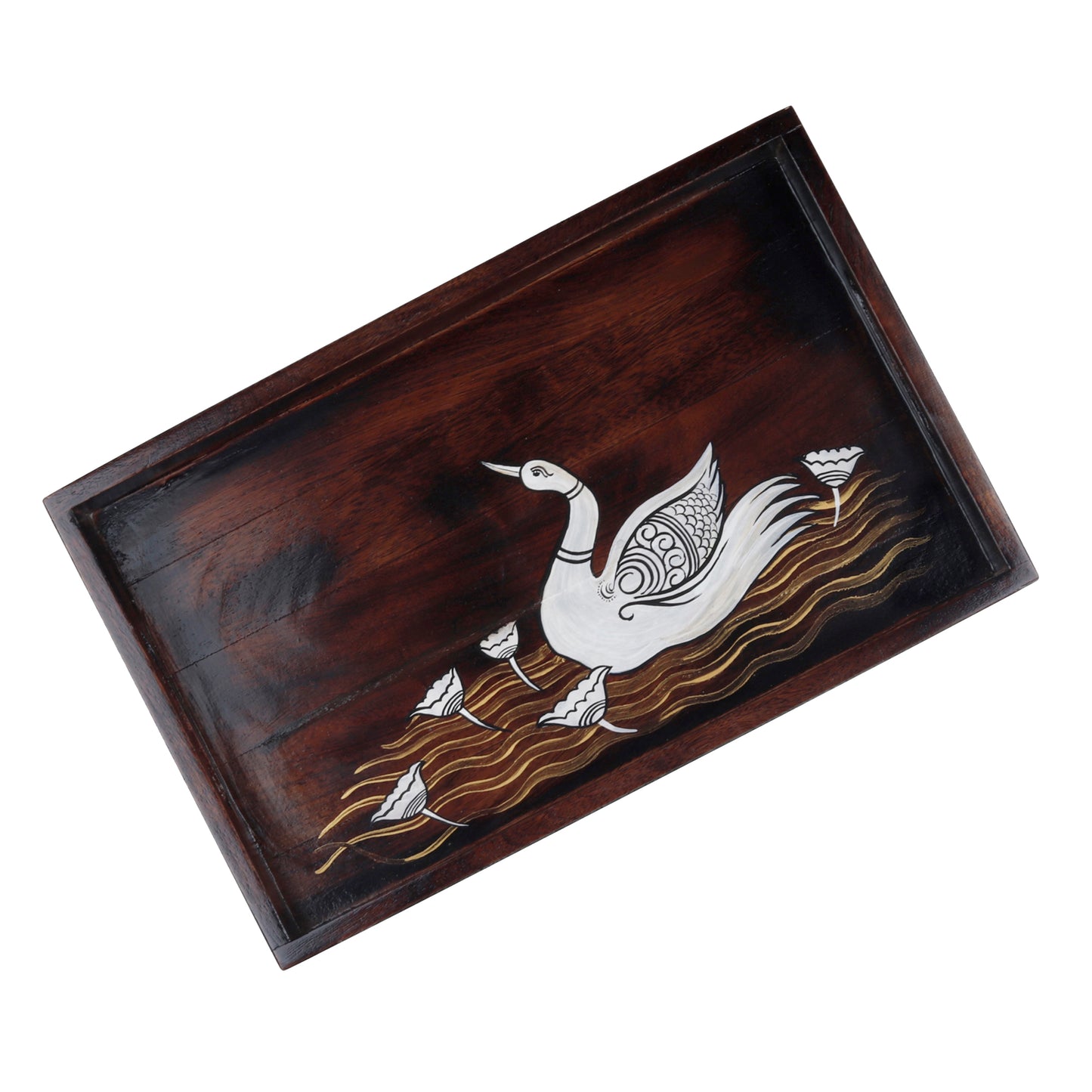 White Swan Wooden Tray