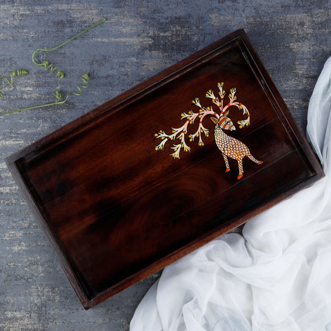 "Deer In The Woods"  Wooden tray  (FREE SHIPPING)