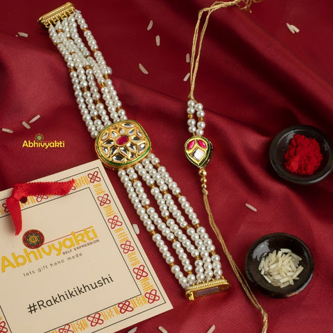 Kundan bracelet and Rakhi Set for Bhaiya-Bhabhi - Send to USA
