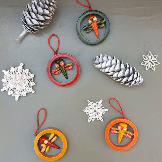Channapatna  X-mas Tree Ornaments - Dragonfly in a Ring