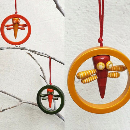 Channapatna  X-mas Tree Ornaments - Dragonfly in a Ring
