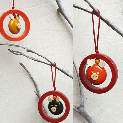 Channapatna  X-mas Tree Ornaments - Pig in a Ring