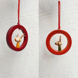 Channapatna  X-mas Tree Ornaments-Rudolph in a Ring(FREE SHIPPING)